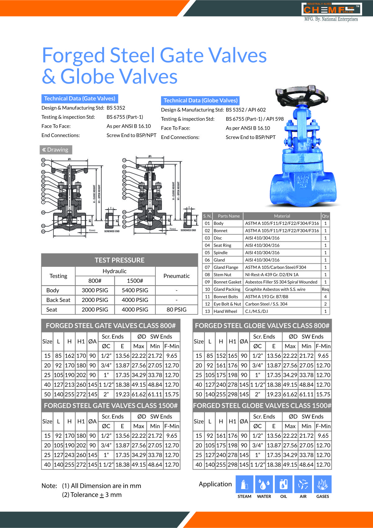 Gate valves flange end